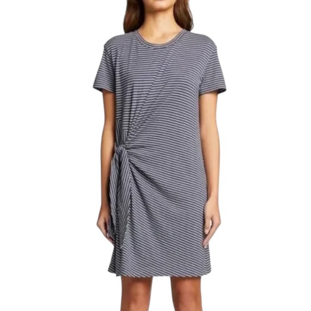 Vince Side Tie Jersey Knit Striped Dress XS